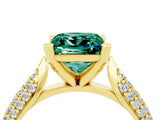Yellow gold Princess Cut Diamond Solitaire Engagement Ring with Pavé Band and Four-Prong Setting_4