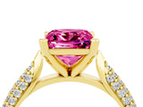 Yellow gold Princess Cut Diamond Solitaire Engagement Ring with Pavé Band and Four-Prong Setting_4