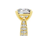 Yellow gold Princess Cut Diamond Solitaire Engagement Ring with Pavé Band and Four-Prong Setting_5