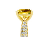 Yellow gold Princess Cut Diamond Solitaire Engagement Ring with Pavé Band and Four-Prong Setting_5