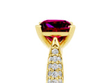 Yellow gold Princess Cut Diamond Solitaire Engagement Ring with Pavé Band and Four-Prong Setting_5