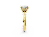 14K Yellow Gold 2.91 Carat F VVS2 Princess Diamond Solitaire Engagement Ring with Round Band and Four-Prong Setting