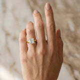 14K Yellow Gold 2.91 Carat F VVS2 Princess Diamond Solitaire Engagement Ring with Round Band and Four-Prong Setting