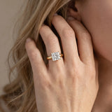 14K Yellow Gold 2.91 Carat F VVS2 Princess Diamond Solitaire Engagement Ring with Round Band and Four-Prong Setting
