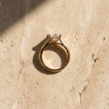 14K Yellow Gold 2.91 Carat F VVS2 Princess Diamond Solitaire Engagement Ring with Round Band and Four-Prong Setting