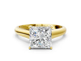 Yellow gold Princess Cut Diamond Solitaire Engagement Ring with Tapered Plain Band and Four-Prong Setting_19