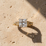 Yellow gold Princess Cut Diamond Solitaire Engagement Ring with Twisted Pavé Band and Four-Prong Setting_16