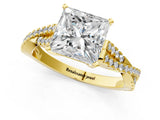 Yellow gold Princess Cut Diamond Solitaire Engagement Ring with Twisted Pavé Band and Four-Prong Setting_38