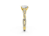 Yellow gold Princess Cut Diamond Solitaire Engagement Ring with Twisted Pavé Band and Four-Prong Setting_39