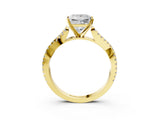 Yellow gold Princess Cut Diamond Solitaire Engagement Ring with Twisted Pavé Band and Four-Prong Setting_40