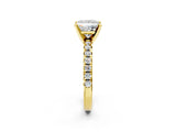 Yellow gold Princess Cut Diamond Solitaire Pavé Engagement Ring with Round Band and Prong Setting_64