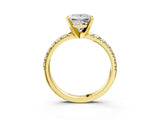 Yellow gold Princess Cut Diamond Solitaire Pavé Engagement Ring with Round Band and Prong Setting_65