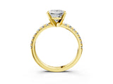 Yellow gold Princess Cut Diamond Solitaire Pavé Engagement Ring with Round Band and Prong Setting_95