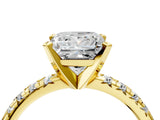 Yellow gold Princess Cut Diamond Solitaire Pavé Engagement Ring with Round Band and Prong Setting_96