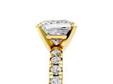 Yellow gold Princess Cut Diamond Solitaire Pavé Engagement Ring with Round Band and Prong Setting_97