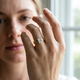 10K Yellow Gold 0.99 Carat E VVS2 Princess Diamond Solitaire Ring with Engraved Band and Four-Prong Setting