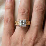Yellow gold Princess Cut Diamond Solitaire Ring with Engraved Band and Four-Prong Setting_102