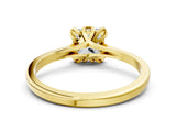 Yellow gold Princess Cut Diamond Solitaire Ring with Flower Prong Setting and Classic Band_260