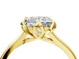 Yellow gold Princess Cut Diamond Solitaire Ring with Flower Prong Setting and Classic Band_264