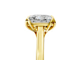 Yellow gold Princess Cut Diamond Solitaire Ring with Flower Prong Setting and Classic Band_265