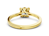 Yellow gold Princess Cut Diamond Solitaire Ring with Flower Prong Setting and Classic Band_56