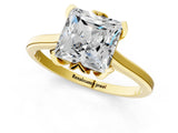 Yellow gold Princess Cut Diamond Solitaire Ring with Flower Prong Setting and Classic Band_57