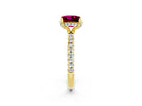 Yellow gold Princess Cut Diamond Solitaire Ring with Four-Prong Setting and Pavé Band_2