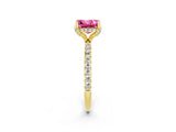 Yellow gold Princess Cut Diamond Solitaire Ring with Four-Prong Setting and Pavé Band_2