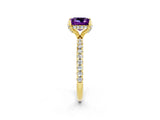 Yellow gold Princess Cut Diamond Solitaire Ring with Four-Prong Setting and Pavé Band_2