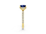 Yellow gold Princess Cut Diamond Solitaire Ring with Four-Prong Setting and Pavé Band_2