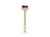 Yellow gold Princess Cut Diamond Solitaire Ring with Four-Prong Setting and Pavé Band_2