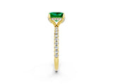 Yellow gold Princess Cut Diamond Solitaire Ring with Four-Prong Setting and Pavé Band_2
