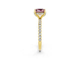 Yellow gold Princess Cut Diamond Solitaire Ring with Four-Prong Setting and Pavé Band_2