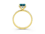 Yellow gold Princess Cut Diamond Solitaire Ring with Four-Prong Setting and Pavé Band_3