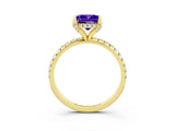 Yellow gold Princess Cut Diamond Solitaire Ring with Four-Prong Setting and Pavé Band_3