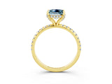 Yellow gold Princess Cut Diamond Solitaire Ring with Four-Prong Setting and Pavé Band_3
