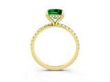 Yellow gold Princess Cut Diamond Solitaire Ring with Four-Prong Setting and Pavé Band_3