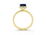 Yellow gold Princess Cut Diamond Solitaire Ring with Four-Prong Setting and Pavé Band_3