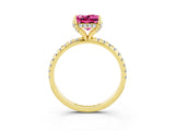 Yellow gold Princess Cut Diamond Solitaire Ring with Four-Prong Setting and Pavé Band_3