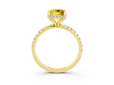 Yellow gold Princess Cut Diamond Solitaire Ring with Four-Prong Setting and Pavé Band_3