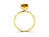 Yellow gold Princess Cut Diamond Solitaire Ring with Four-Prong Setting and Pavé Band_3