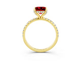 Yellow gold Princess Cut Diamond Solitaire Ring with Four-Prong Setting and Pavé Band_3