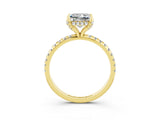 Yellow gold Princess Cut Diamond Solitaire Ring with Four-Prong Setting and Pavé Band_3