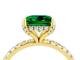 Yellow gold Princess Cut Diamond Solitaire Ring with Four-Prong Setting and Pavé Band_4