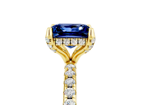 Yellow gold Princess Cut Diamond Solitaire Ring with Four-Prong Setting and Pavé Band_5