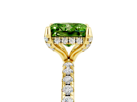 Yellow gold Princess Cut Diamond Solitaire Ring with Four-Prong Setting and Pavé Band_5