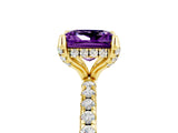 Yellow gold Princess Cut Diamond Solitaire Ring with Four-Prong Setting and Pavé Band_5