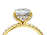 Yellow gold Princess Cut Diamond Solitaire Ring with Four-Prong Setting and Pavé Band_7