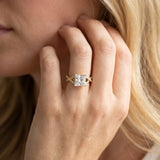 Yellow gold Princess Cut Diamond Solitaire Ring with Four-Prong Setting and Twisted Pavé Band_15