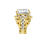 Yellow gold Princess Cut Diamond Solitaire Ring with Hidden Halo and Pavé Band_32